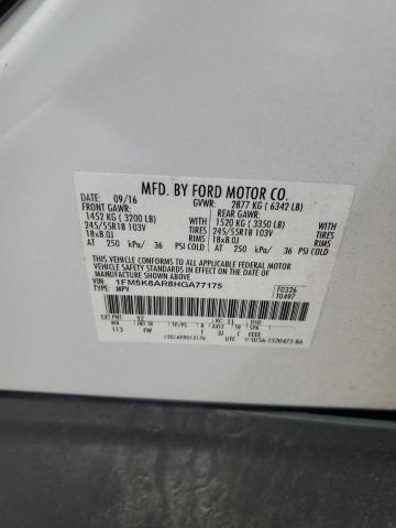 1FM5K8AR8HGA77175 - 2017 FORD EXPLORER POLICE INTERCEPTOR Blanco foto 13