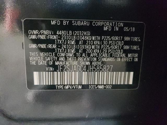 JF2SJAGC4JH585827 - 2018 SUBARU FORESTER 2.5I PREMIUM GRAY photo 13