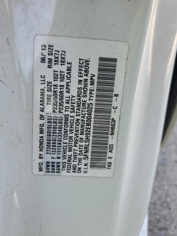 5FNRL5H92EB004025 - 2014 HONDA ODYSSEY TOURING WHITE photo 14