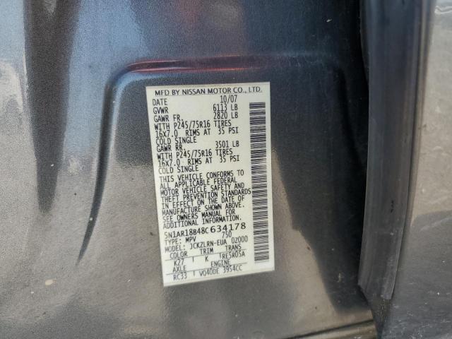 5N1AR18B48C634178 - 2008 NISSAN PATHFINDER S GRAY photo 13
