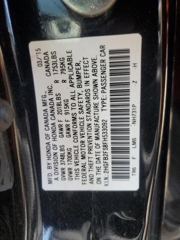 2HGFB2F58FH533092 - 2015 HONDA CIVIC LX BLACK photo 13