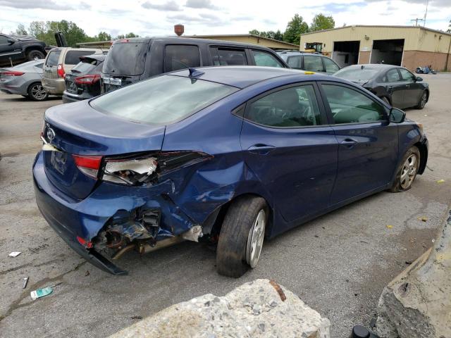 5NPDH4AE2FH632439 - 2015 HYUNDAI ELANTRA SE BLUE photo 3