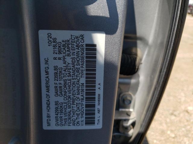 1HGCV1F19LA156154 - 2020 HONDA ACCORD LX SILVER photo 12