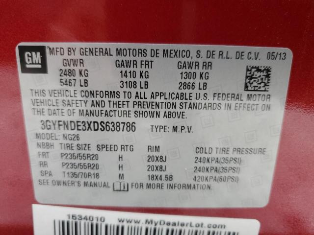 3GYFNDE3XDS638786 - 2013 CADILLAC SRX PERFORMANCE COLLECTION Марун фото 12