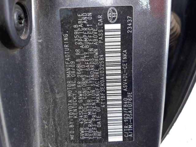 4T1BF3EK0AU032584 - 2010 TOYOTA CAMRY BASE GRAY photo 12