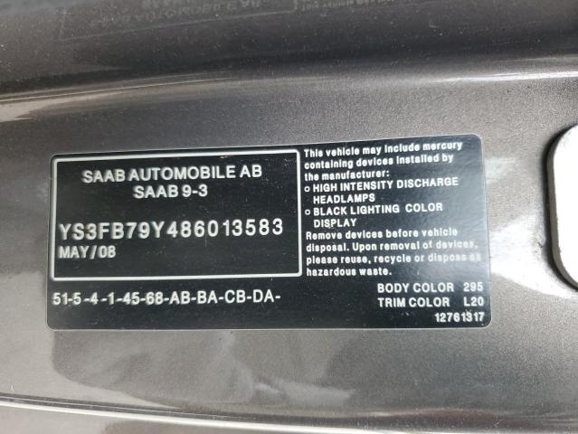 YS3FB79Y486013583 - 2008 SAAB 9-3 2.0T BROWN photo 13