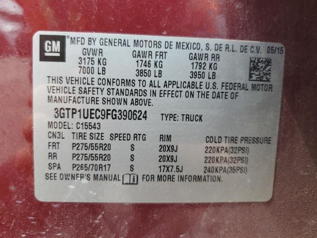 3GTP1UEC9FG390624 - 2015 GMC SIERRA C1500 SLE MAROON photo 12