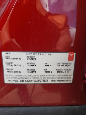 5YJSA1E23JF272535 - 2018 TESLA MODEL S RED photo 13