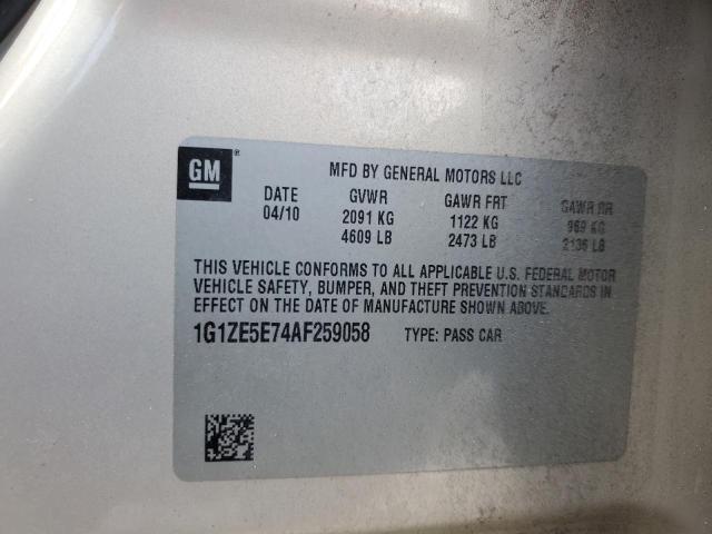 1G1ZE5E74AF259058 - 2010 CHEVROLET MALIBU LTZ ბეჟი ფოტო 12