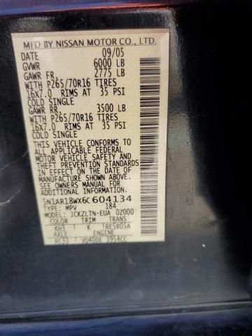 5N1AR18WX6C604134 - 2006 NISSAN PATHFINDER LE 黑色 照片 13