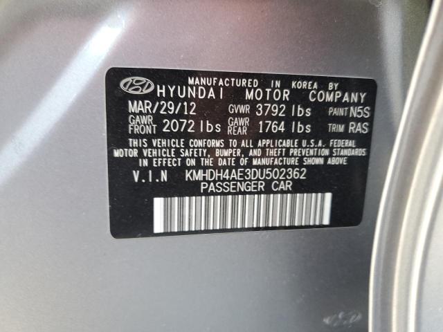 KMHDH4AE3DU502362 - 2013 HYUNDAI ELANTRA GLS GRAY photo 13