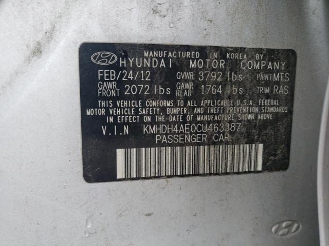 KMHDH4AE0CU463387 - 2012 HYUNDAI ELANTRA GLS SILVER photo 12