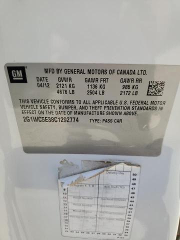 2G1WC5E38C1292774 - 2012 CHEVROLET IMPALA LTZ თეთრი ფოტო 12