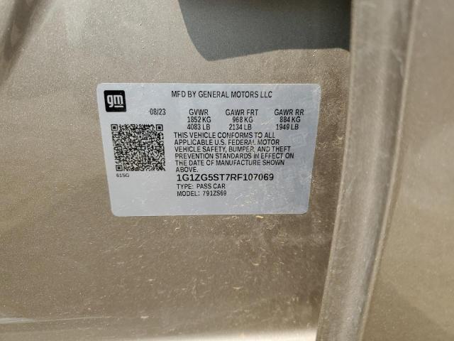 1G1ZG5ST7RF107069 - 2024 CHEVROLET MALIBU RS თაფლისფერი ფოტო 12