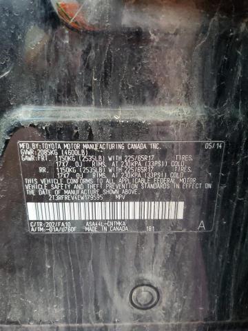 2T3RFREV4EW179595 - 2014 TOYOTA RAV4 XLE BLACK photo 13