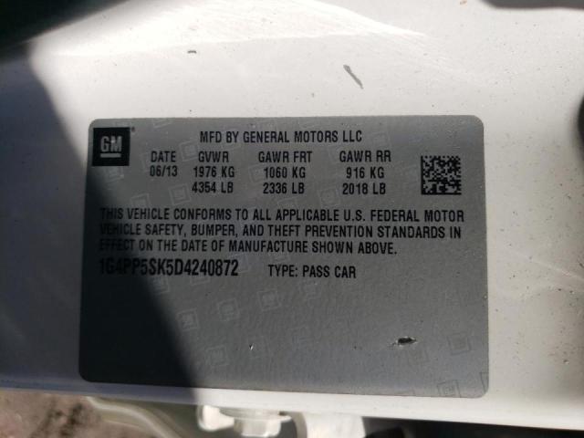 1G4PP5SK5D4240872 - 2013 BUICK VERANO WHITE photo 12