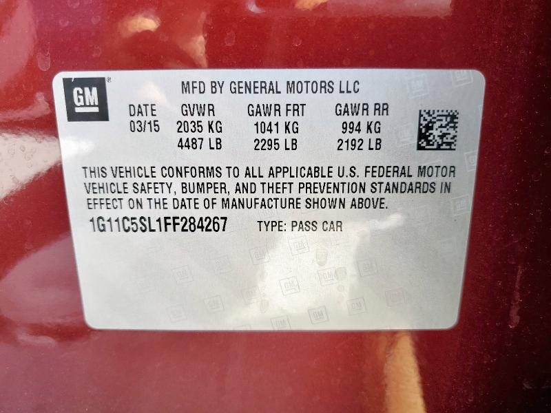 1G11C5SL1FF284267 - 2015 CHEVROLET MALIBU 1LT BURGUNDY photo 12