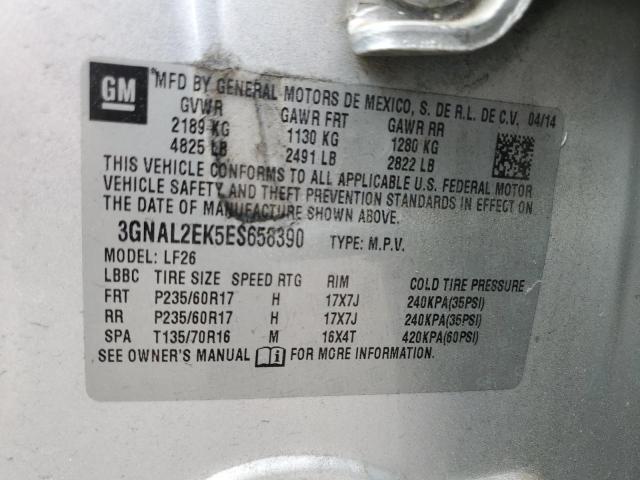 3GNAL2EK5ES658390 - 2014 CHEVROLET CAPTIVA LS SILVER photo 13