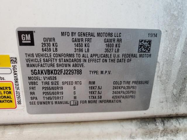 5GAKVBKD2FJ229788 - 2015 BUICK ENCLAVE 白色 照片 13