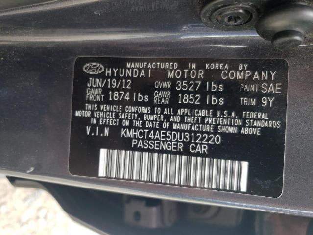 KMHCT4AE5DU312220 - 2013 HYUNDAI ACCENT GLS GRAY photo 12