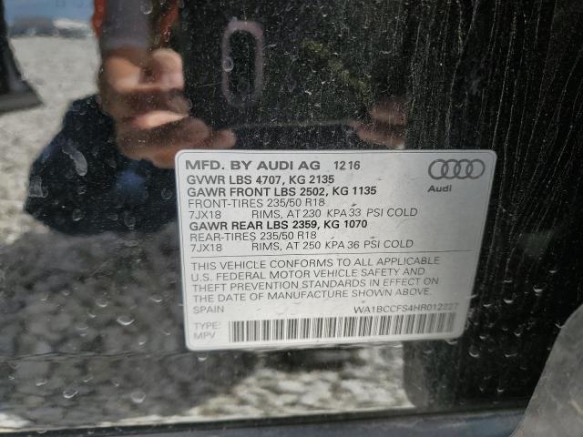 WA1BCCFS4HR012227 - 2017 AUDI Q3 PREMIUM BLACK photo 10