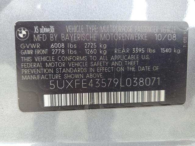 5UXFE43579L038071 - 2009 BMW X5 XDRIVE30I SILVER photo 14