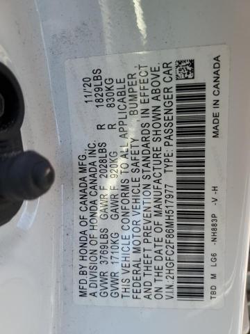 2HGFC2F86MH517977 - 2021 HONDA CIVIC SPORT 白色 照片 12