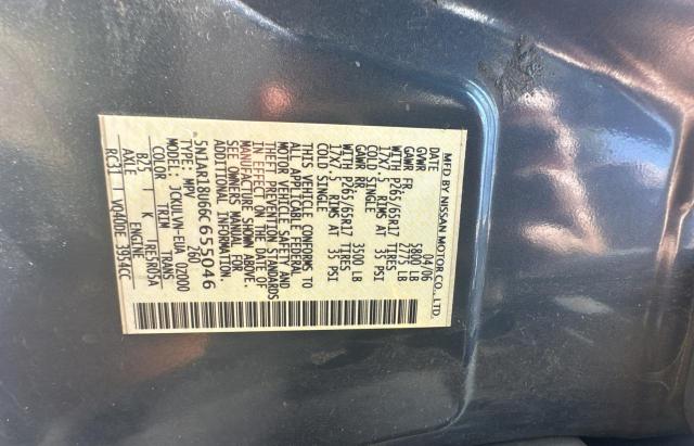 5N1AR18U66C655046 - 2006 NISSAN PATHFINDER LE 蓝色 照片 10