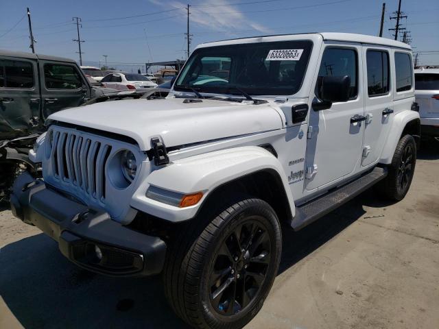 1C4JJXP60PW524759 - 2023 JEEP WRANGLER SAHARA 4XE WHITE photo 1