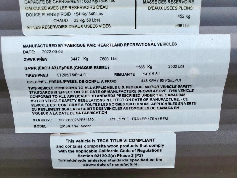 5SFEB3026PE518501 - 2023 HEARTLAND TRAIL261JM 棕色 照片 10