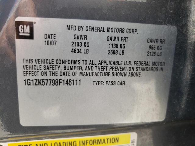 1G1ZK57798F146111 - 2008 CHEVROLET MALIBU LTZ ნაცრისფერი ფოტო 13