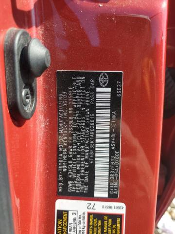 4T4BF3EK1AR028016 - 2010 TOYOTA CAMRY BASE RED photo 12