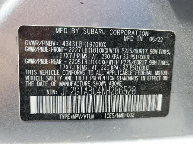 JF2GTABC4NH286528 - 2022 SUBARU CROSSTREK SILVER photo 12