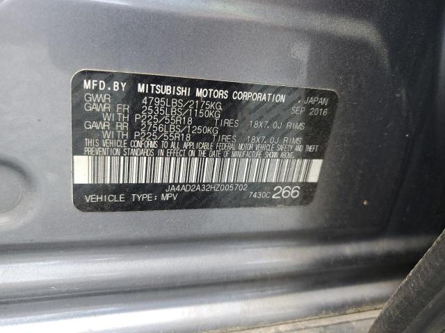 JA4AD2A32HZ005702 - 2017 MITSUBISHI OUTLANDER ES GRAY photo 13