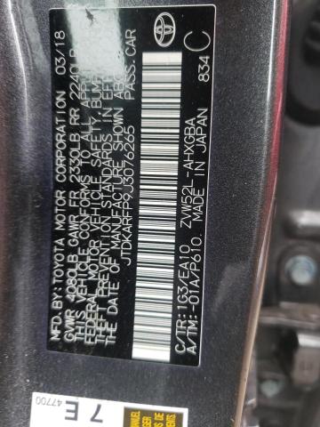 JTDKARFP9J3076265 - 2018 TOYOTA PRIUS PRIM 灰色 照片 13