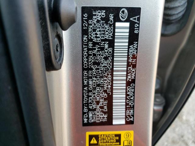 JTHKD5BH1H2296108 - 2017 LEXUS CT 200 SILVER photo 12