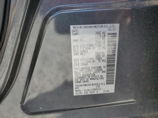 5N1AR2MN1DC640231 - 2013 NISS PATHFINDER S ნაცრისფერი ფოტო 13