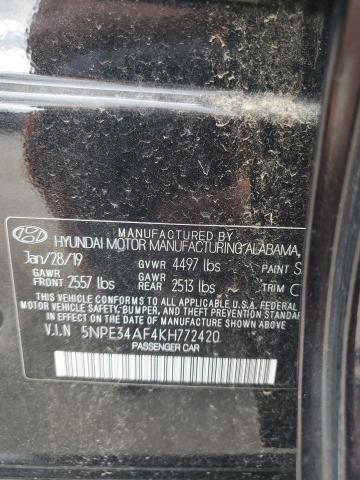 5NPE34AF4KH772420 - 2019 HYUNDAI SONATA LIMITED BLACK photo 12