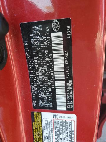 4T1BE46K17U048048 - 2007 TOYOTA CAMRY CE RED photo 13