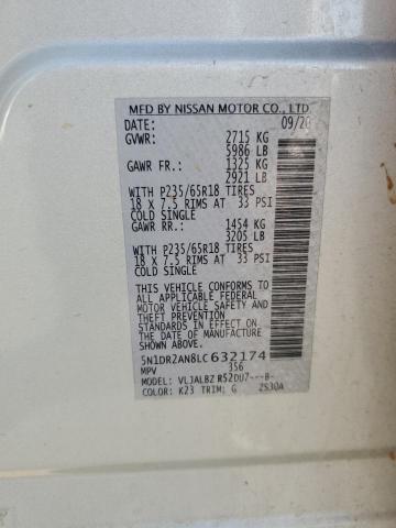 5N1DR2AN8LC632174 - 2020 NISSAN PATHFINDER S Gümüş foto 12