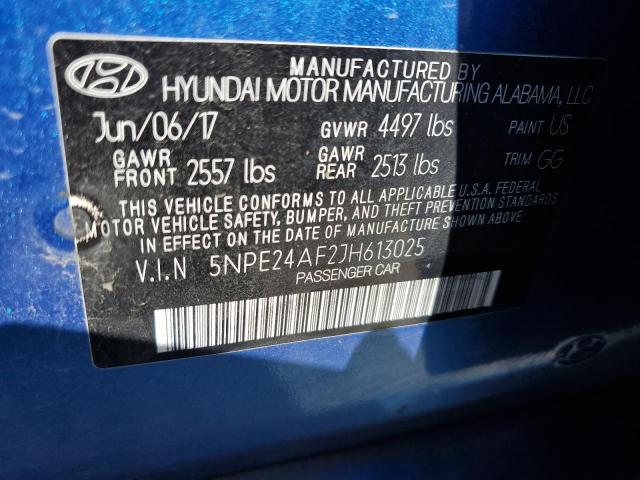 5NPE24AF2JH613025 - 2018 HYUNDAI SONATA SE BLUE photo 12