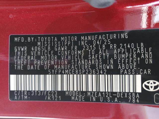 5YFP4MCE8SP236342 - 2025 TOYOTA COROLLA SE Kırmızı fotoğraf 13