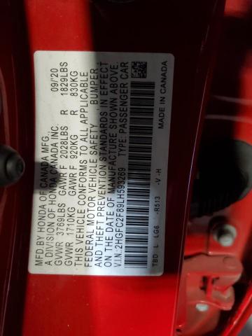 2HGFC2F89LH593269 - 2020 HONDA CIVIC SPORT RED photo 13