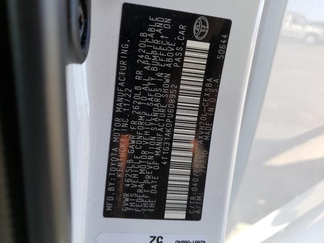 4T1G31AK0PU608952 - 2023 TOYOTA CAMRY SE NIGHT SHADE WHITE photo 12