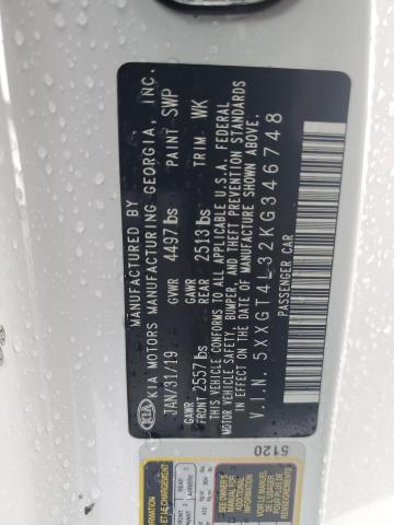 5XXGT4L32KG346748 - 2019 KIA OPTIMA LX 白色 照片 12