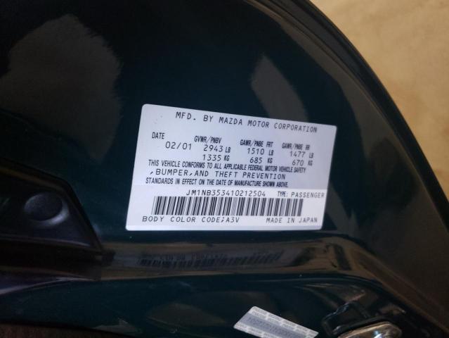JM1NB353410212504 - 2001 MAZDA MX-5 MIATA BASE GREEN photo 13