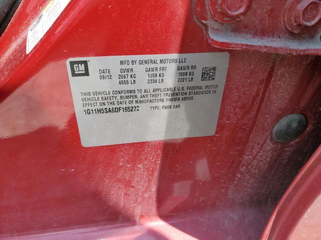 1G11H5SA6DF165272 - 2013 CHEVROLET MALIBU LTZ მუქწითელი ფოტო 12