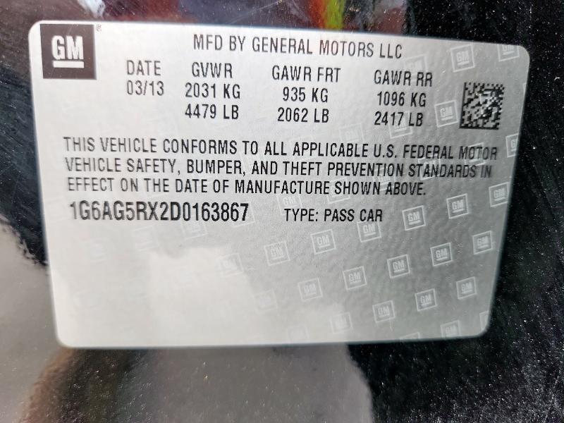 1G6AG5RX2D0163867 - 2013 CADILLAC ATS BLACK photo 13