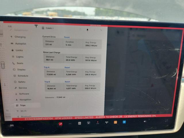 5YJSA1E58MF433704 - 2021 TESLA MODEL S BLACK photo 9