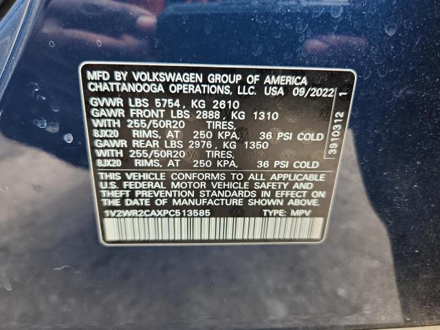 1V2WR2CAXPC513585 - 2023 VOLKSWAGEN ATLAS SE أزرق صورة 14